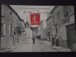 AUBERGENVILLE (Yvelines) - GRAND'RUE - Environs De MEULAN - Vins En Gros - Echafaudage - Animée - Voyagée Le 6 Août 1908 - Aubergenville
