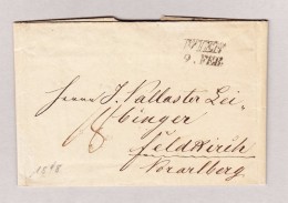 Österreich WIEN 9 FEB 2-Zeil-Stempel Vorphilabrief 1848 Nach Feldkirch - ...-1850 Voorfilatelie