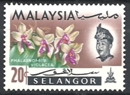 MALESIA    SELANGOR    1965 Orchids  Softly Hinged - Selangor