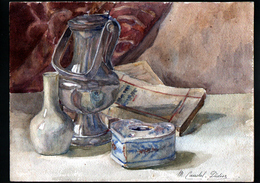 AQUARELLE 380 X 280 Mm, ARTISTE: MATHILDE CAUDEL DIDIER ( BENEZIT ), NATURE MORTE, SCANS RECTO ET VERSO - Aquarelles