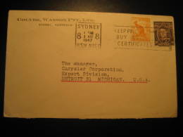 Sydney 1947 To Detroit USA 2 Stamp On Cancel Cover N.S.W. Australia - Cartas & Documentos