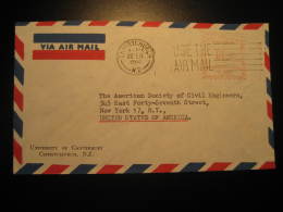 Christchurch 1966 To New York USA University Of Canterbury Postage Paid Meter Mail Cancel Air Mail Cover New Zealand - Covers & Documents