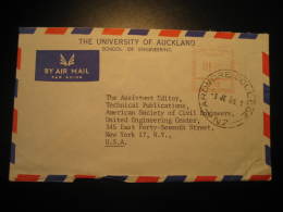 Ardmore College 1965 To New York USA Auckland University Postage Paid Meter Mail Cancel Air Mail Cover New Zealand - Covers & Documents