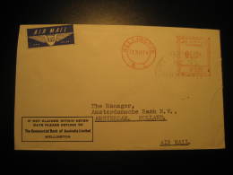 Wellington 1954 To Amsterdam Netherlands Commercial Bank Postage Paid Meter Mail Cancel Air Mail Cover New Zealand - Briefe U. Dokumente