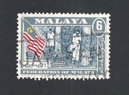 MALESIA   -FEDERATION OF MALAYA 1957 Coat Of Arms, Flag And Map Of Malaya USED - Fédération De Malaya
