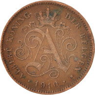 Monnaie, Belgique, Albert I, 2 Centimes, 1910, TB+, Cuivre, KM:65 - 1 Cent