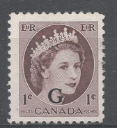 Canada 1956. Scott #O40 (U) Queen Elizabeth II - Preobliterati