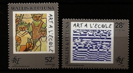 Wallis & Futuna 1993 N° 459 / 60 ** Art à L'école, Tableau, Dessin, Fresque, Palmier, Famille, Collège, Hakula, Chapeau - Unused Stamps