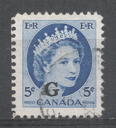 Canada 1955. Scott #O44 (U) Queen Elizabeth II - Preobliterati