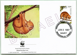 Enveloppe + Carte Postale FDC - République Du Congo (1998) - WWF (N° YT Du Timbre 1054) - Arctocèbe De Calabar - FDC