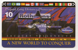 CANADA PREPAYEE JACQUES VILLENEUVE GRAND PRIX DE MONTREAL Tirage 5000ex Année 1994 MINT - Kanada