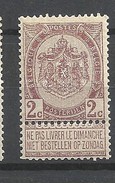 MUST SEE Belgium 1893  COBnr55**  2c V EL Bestellen Onderbroken  MNH - Unclassified