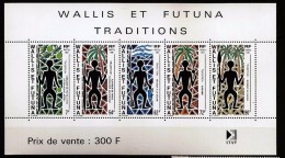 Wallis & Futuna 1991 N° BF 5 ** Guerrier, Danse, Arbre à Pain, Taros, Noix De Coco, Pêche, Pêcheur à La Sagaie, Danseur - Unused Stamps