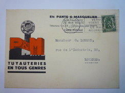 CARTE PUB  Ets PANTE & MASQUELIER  Au Départ De  GENT  à Destination De LOKEREN  1936  - Other & Unclassified