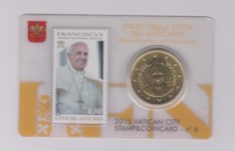 Coin Vatican City 2015 0.50 Euro UNC Stamp & Coin Card Nr. 6 Pope Franciscus - Vatikan