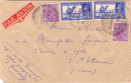 Br India King George VI, Used In French India, Pondichery To Loire France, Commercial Cover, Inde Indien - Storia Postale