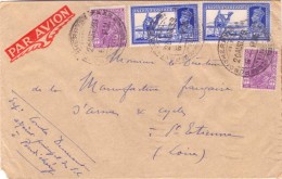Br India King George VI, Used In French India, Pondichery To Loire France, Commercial Cover, Inde Indien - Lettres & Documents