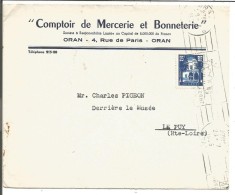 ALGERIE LETTRE A EN TETE DE ORAN POUR LA METROPOLE DU 28/7/1955 - Covers & Documents