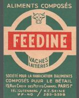 Carton Publicitaire, Chromo  De 1956 Aliments FEEDINE Vaches Laitières Usine De MARQUETTE LES LILLE - Publicidad
