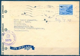 NORUEGA 1947 , YV. 298 , SOBRE CIRCULADO ENTRE BERGEN Y WESTFALEN , BANDA DE CIERRE Y MARCA DE CENSURA - Lettres & Documents