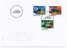 SUISSE -  FDC 2006 - Autocars - 4 Enveloppes ( 2 Séries ) - Trenes