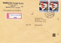 K9334 - Czechoslovakia (1987) Vojkovice Nad Ohri (R-letter) Tariff 4 Kcs (stamp: 50th Anniversary Of Bowling Association - Bowls