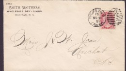 Canada SMITH BROTHERS Wholesale Dry-Goods HALIFAX Nova Scotia 1901 Cover Lettre ARICHAT Nova Scotia Victoria (2 Scans) - Covers & Documents
