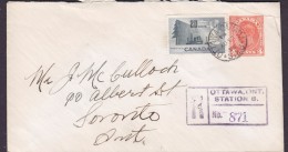 Canada Uprated Postal Stationery Ganzsache Entier Registered Recommandé OTTAWA Ont. STATION 8. 1952 Cover GVI. (2 Scans) - 1903-1954 Reyes