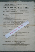 87-LIMOGES -AFFICHE PREFECTURE 16 MAI 1812- FIXATION DU PRIX DES BLES- BLE-FROMENT- RECOLTE INSUFFISANTE EN HTE VIENNE- - Documenti Storici