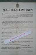 87-LIMOGES -AFFICHE  MAIRIE - GENS DE SERVICES DES 2 SEXES DOIVENT ETRE ENREGISTRES PAR LA POLICE- SERVITEUR- 30-10-1807 - Documenti Storici