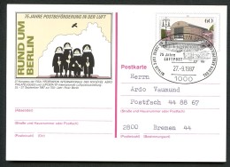 BERLIN P127 Postkarte Sost. 27.9.1987 Zeppelin - Postkaarten - Gebruikt