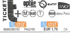 Ticket STIF T+        2014 Neuf. - Europe