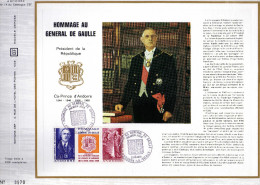 Feuillet Tirage Limité CEF 14 Hommage Au Général De Gaulle Andorre-la-Vieille - Lettres & Documents