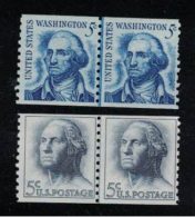 Sc#1229 1962 Issue And #1304 1966 Issue  Washington Line Pair Coils,  4 MNH US Postage Stamps - Rollenmarken