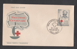 INDIA, 1963, FDC,   Red Cross Centenary, Health, Henri Dunant,   Bombay  Cancellation - Covers & Documents