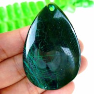 580 - Agata - Pendente A Forma Di Goccia  Nero E Verde - Agate