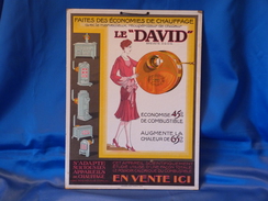Publicité Cartonnée "CHAUFFAGE DAVID" - Placas De Cartón
