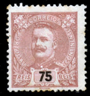 !										■■■■■ds■■ Portugal 1895 AF#133(*) D.Carlos Mouchon 75 Réis Carmine CV €205,00 (x3687) - Nuevos