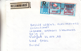 France - Lettre Recommandée De 1989 - Oblitération Belfort Jean Jaures -  Avec Vignette D'affranchissement - 1990 Type « Oiseaux De Jubert »