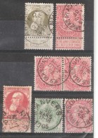 BELGIQUE 1884 - 1907 Armoiries / Leopold II : 7 Timbres   Dont PAIRE N° 58 Tous Obl De ANVERS - Sammlungen