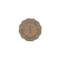 CYPRUS 1942 1/2 PIASTRE SCALLOPED BRONZE COIN - Cyprus