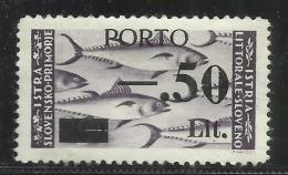 ISTRIA E LITORALE SLOVENO 1946 SEGNATASSE POSTAGE DUE JUGOSLAVIA YUGOSLAVIA CENT 50 SU LIRE 20 TASSELLO III VARIETA´ MNH - Occup. Iugoslava: Litorale Sloveno