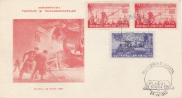 #BV3900 MINING, STATE PLAN, POSTAL AND TELECOMMUNICATION ADMINISTRATION, FDC , 1950, ROMANIA. - FDC