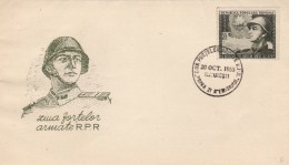 #BV3910  SOLDIER, ARMY, ARMY DAY, R.P.R. , COVER FDC , 1953, ROMANIA. - FDC