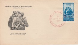 #BV3911  SOLDIERS, ARMY, ARMY DAY, R.P.R. , COVER FDC , 1952, ROMANIA. - FDC