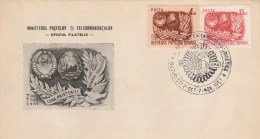 #BV3917  ROMANIAN-SOVIET, FRIENDSHIP, POST AND TELECOMMUNICATION, COVER FDC , 1951, ROMANIA. - FDC