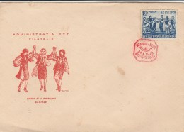 #BV3918 WOMEN, NATIONAL COSTUMES, P.T.T ADMINISTRATION, COVER FDC , 1949, ROMANIA. - FDC