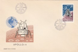 #T259  APOLLO 11, USA, COSMOS, SPACE, MOON , FDC , 1969, ROMANIA. - FDC
