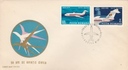 #T276  PLANE, FLYING, ANNIVERSARY, FDC, 1970, ROMANIA. - FDC