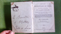 Dictionnaire De Poche Français Espagnol 1820 Cuir Termes De Marine Militaire - Diccionarios